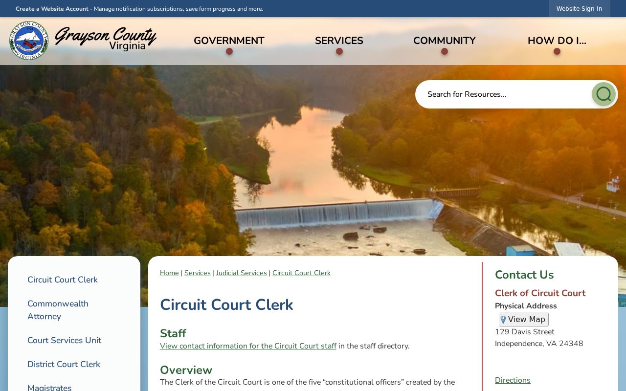 Grayson County warrant record questions routed to the Circuit Court Clerk office