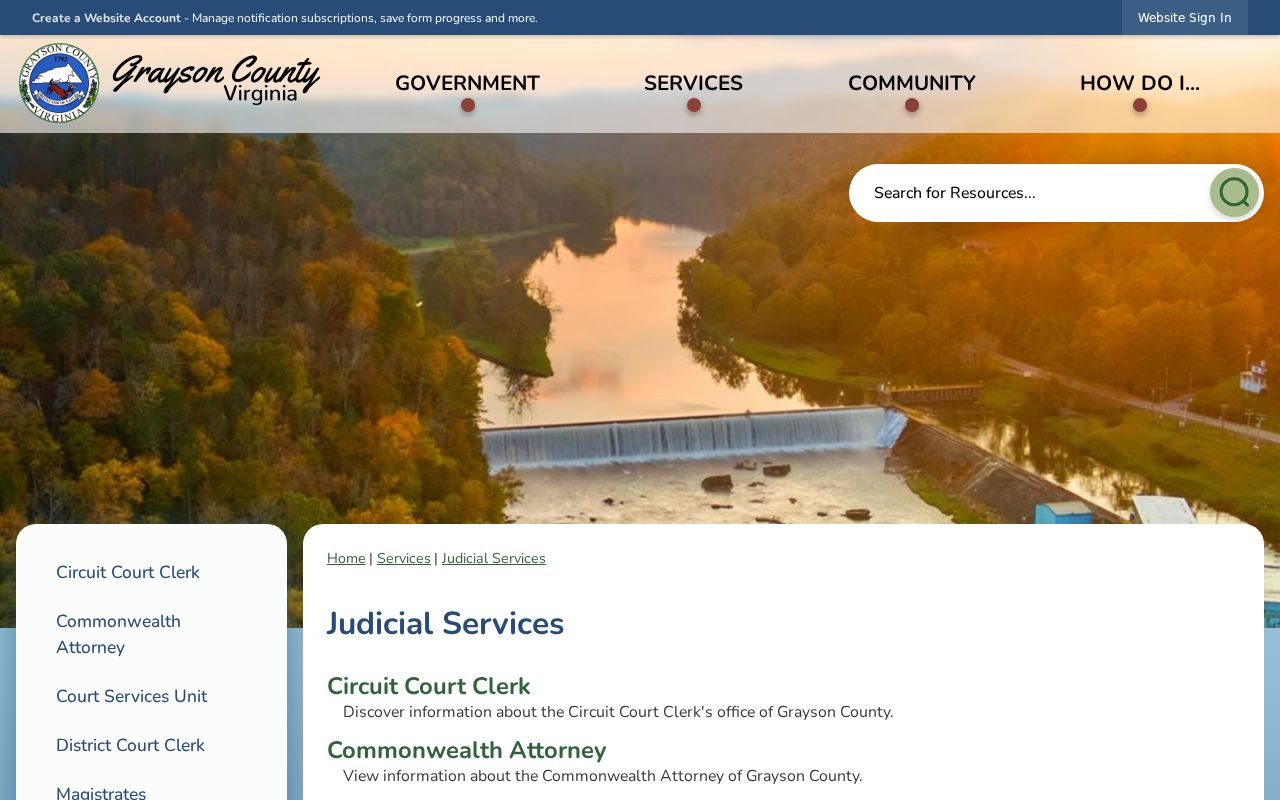 Grayson County warrant access and court office routing through Judicial Services