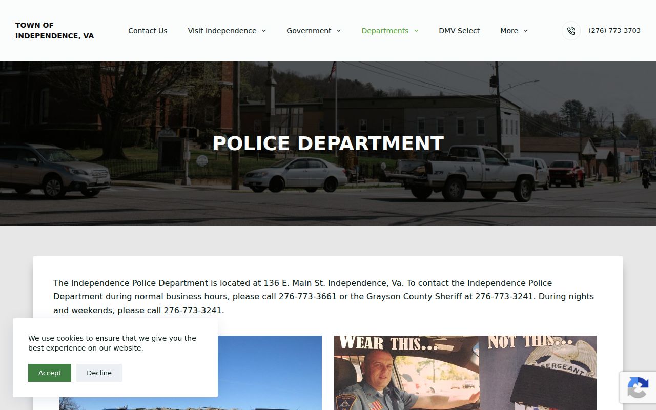 Grayson County Independence warrant records and Police Department contact details