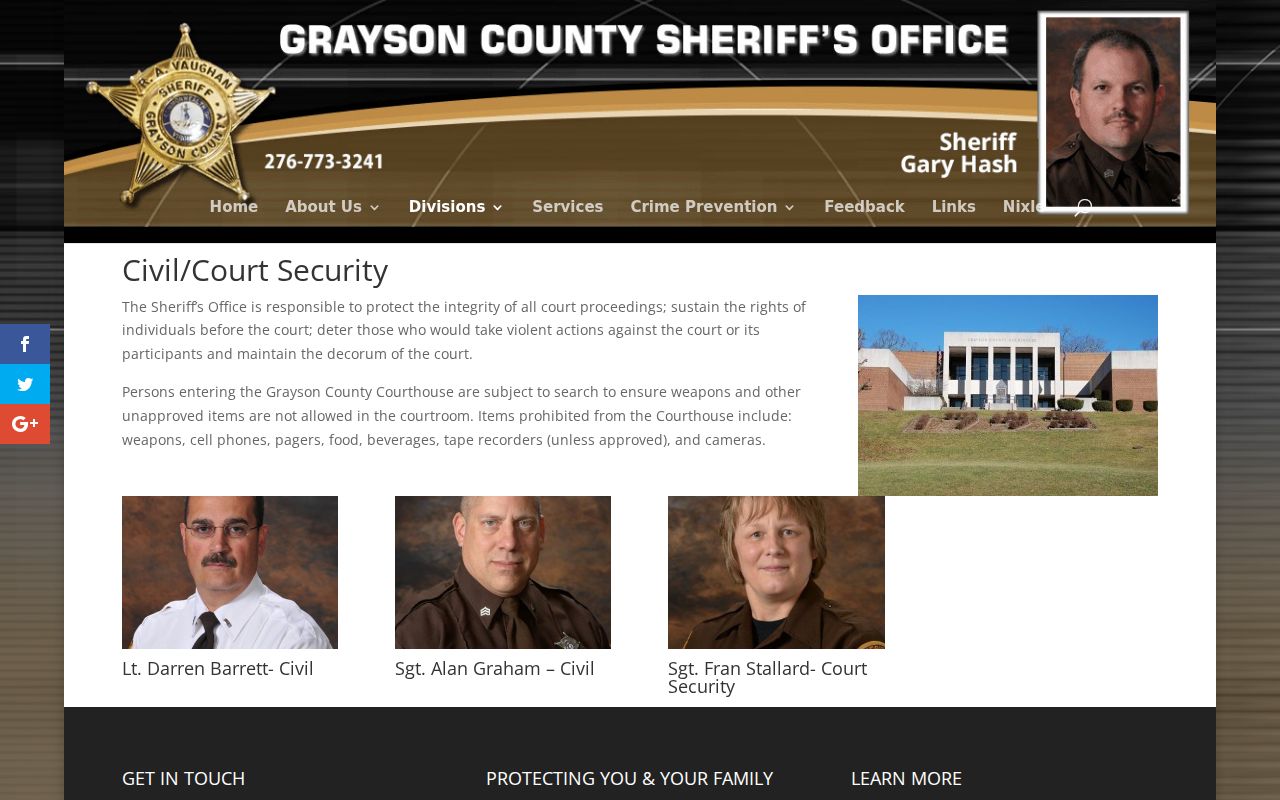 Grayson County warrant service and courthouse security information