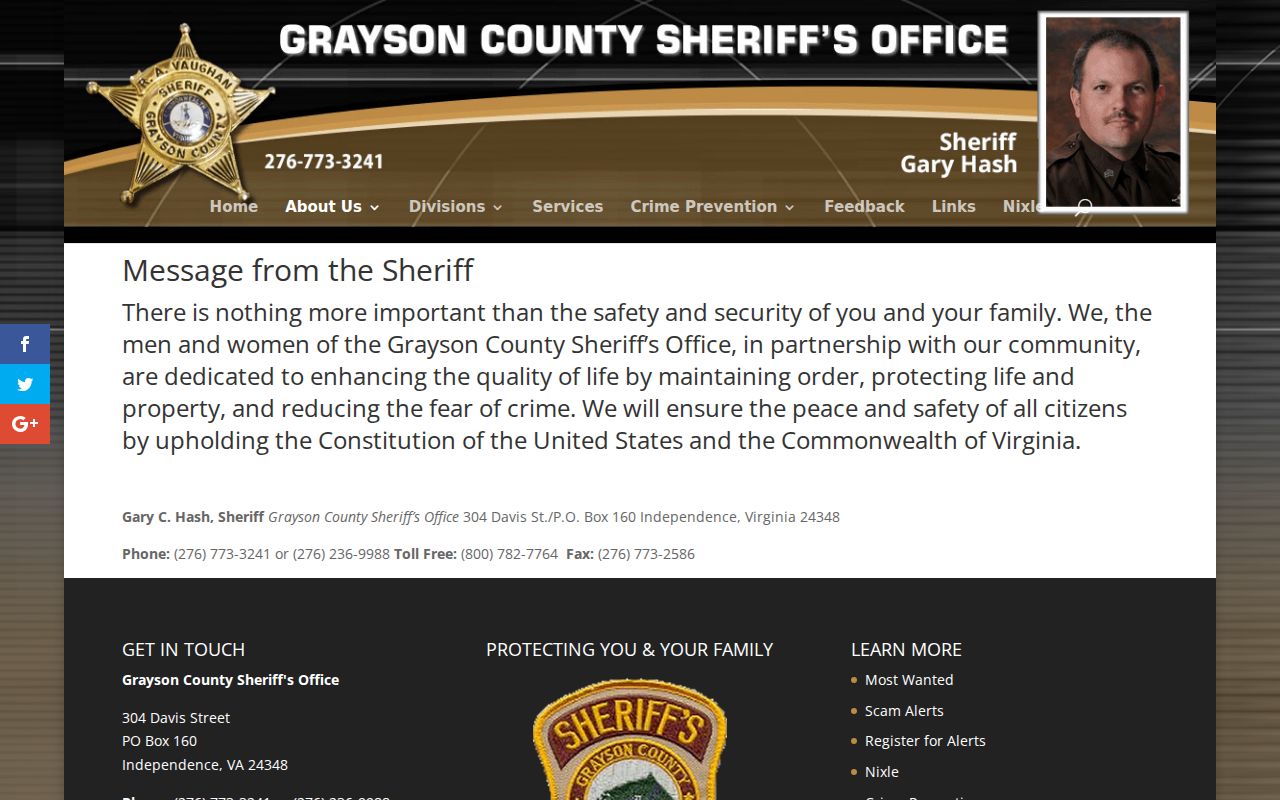 Grayson County Sheriff’s public message and warrant office context
